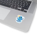 Happy water droplet character sticker with sunglasses and peace sign and Positive Peel Co. logo — cute fun gift for kids and water lovers