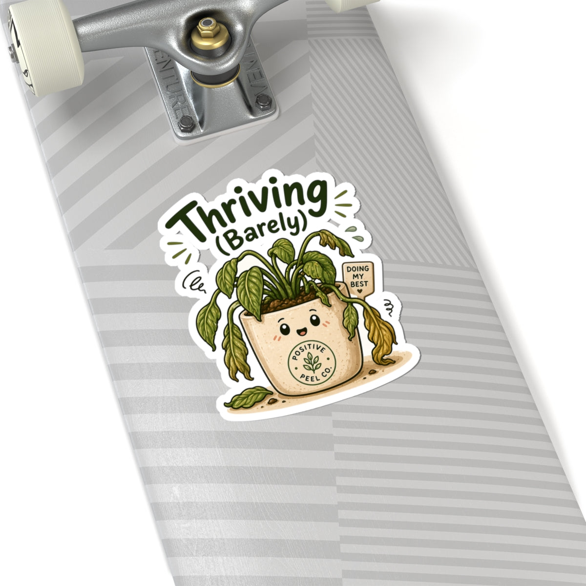 Cute funny plant sticker with droopy houseplant saying doing my best — relatable gift for plant lovers and anyone who needs encouragement