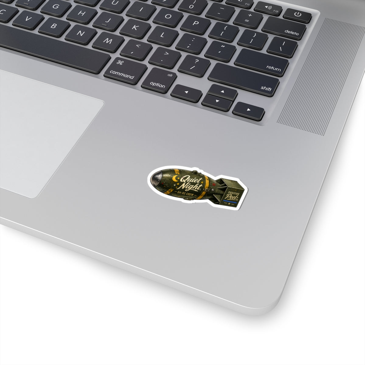 Quiet Night vintage bomb sticker for first responders, firefighters, and military — kiss-cut sticker for helmets, laptops, and water bottles