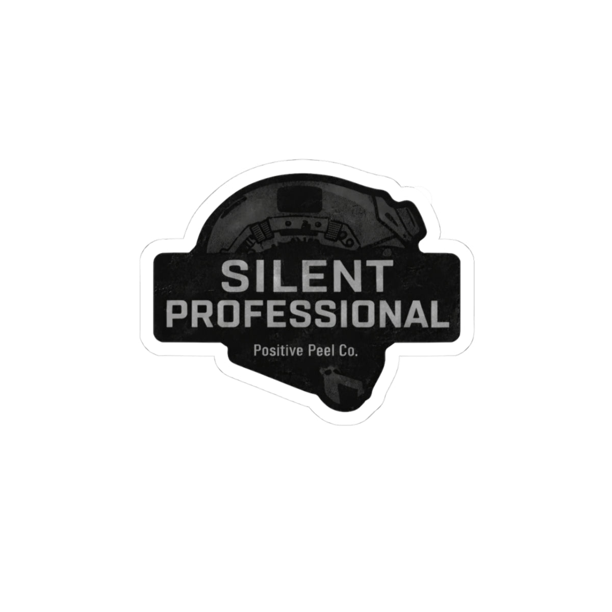Silent Professional tactical helmet sticker in dark matte design — bold gift for military special operations law enforcement and first responders